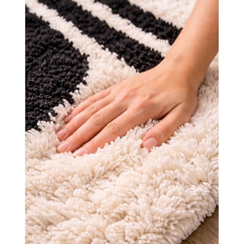 Image of 4x8 feet Shaggy Polyester Abstract Modern Area Rug - 2 Inch High Pile Ultra Soft Plush Carpet for Living Room, Bedroom & Kids Room, Thick Fluffy Rug for Indian Home Decor A - Rectangular