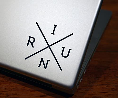 I Run X Laptop Decal, Cross Country Runner Water Bottle Sticker - Distance Running, Endurance, Sport Gift - Vinyl for Planner, Travel Mug (4 inches Wide, Black)