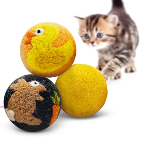 Hustle & Blush Love Ewe Felted Cat Toys 3 Pack - 2 Inch Duck