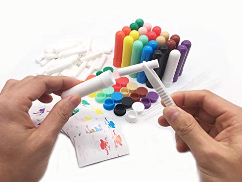 Ziojovk Nasal Inhaler Tubes - Kit Contains: 24 Empty Nasal Inhaler Tubes (With Wicks) 12 Extra Wicks,36 Writable Stickers, 2 Mini Droppers And 1 Tweezers #TOP3