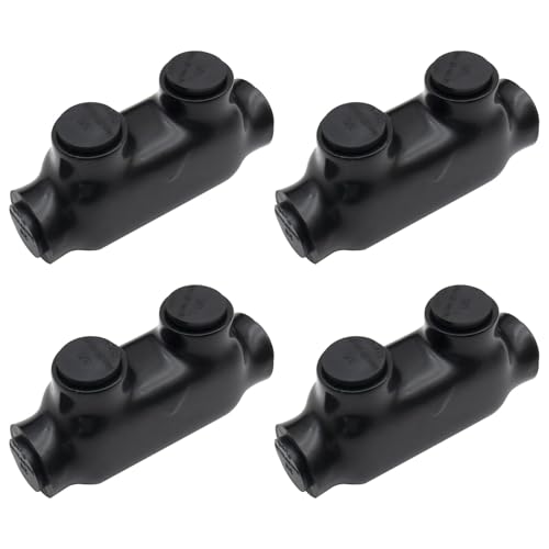 3/0-6AWG Insulated 1 Port Inline Splice Connector Black Wire Connectors,Allen Hex 7/32" Insulated Cable Connectors Pre-Loaded Oxide Inhibitors,UL Listed(4pcs)