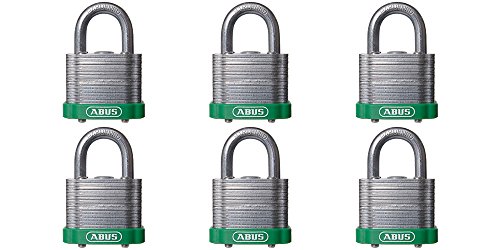 Image of ABUS 41 /40 Laminated Steel Safety Padlock Green Bumper Keyed Different, Pack of 6