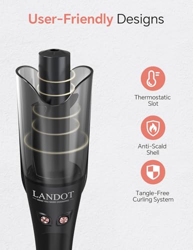 LANDOT Automatic Rotating Curling Iron 1-Inch - Versatile Styling for Salon Waves, Curls & Spirals | 8 Temp Settings & Anti-Scald Design for All Hair Types | Perfect for Daily Use & Beginners - Image 7