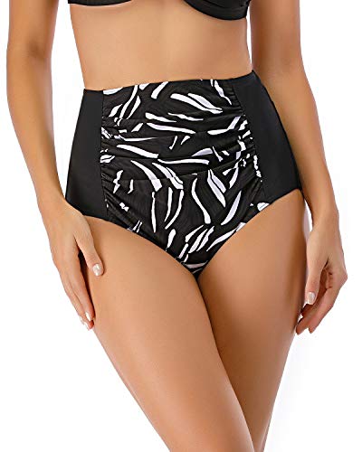 Calcinha de biquíni feminina HAIVIDO com cobertura total franzida e calcinha de biquíni, Print-1, 12