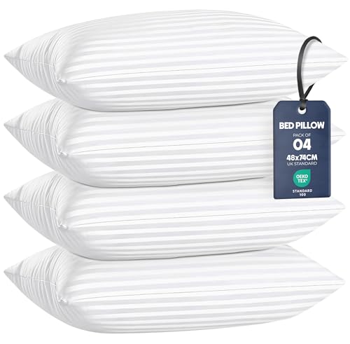 Utopia Bedding Stripe Luxury Bed Pillows 4 Pack, for Back, S