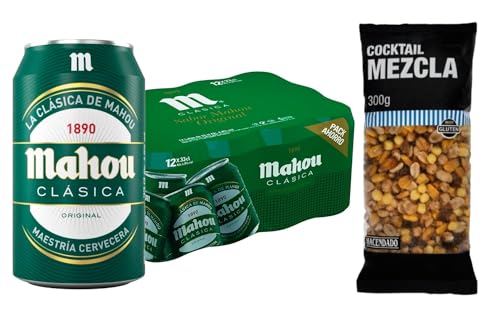 UBOON - Cerveza Clásica Dorada Lager: Suave Sabor, Refrescante y con Espuma Firme - Pack de 12 Latas de 33cl, 4.8% Vol. Alcohol + ¡Incluye un Cocktail mezcla Mercadona de Regalo