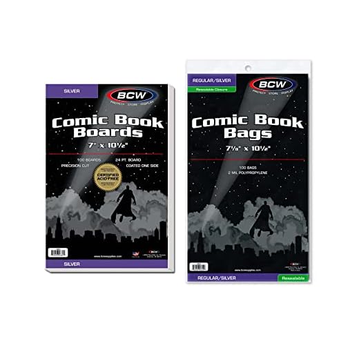 BCW Silver Age Comic Bags and Boards Combo (200 Ct) | 200 Backing Boards + 200 Resealable Comic Bags | Archival Protection for Silver Age Comics