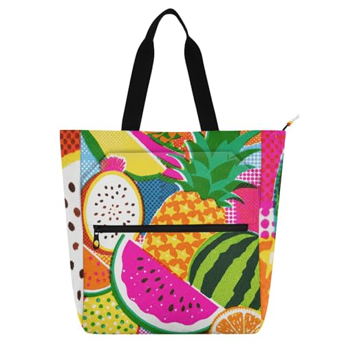 Bolsa de tela para niños y niñas con llamativo estampado de frutas para colegio