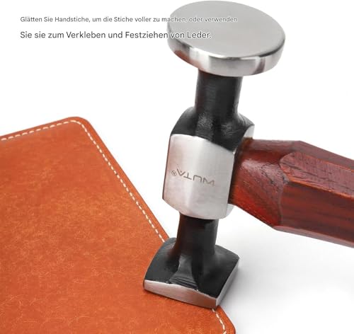 WUTA Hammer,Lederhammer, Hammer mit Kopf Aus Kohlenstoffstahl, Doppelköpfiger Walnuss holzhammer
