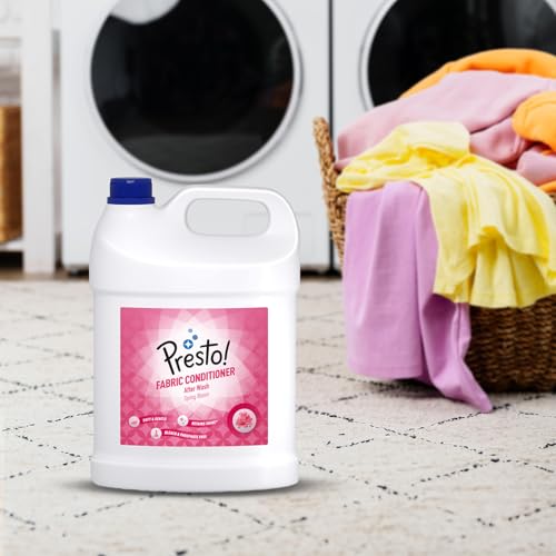 Image of Amazon Brand - Presto! Spring Bloom Fabric Conditioner Liquid | 5 Litre Jar | Refreshing, Pleasant Fragrance | Color Safe | Soft And Gentle On Clothes | Bleach-Free And Phosphate-Free
