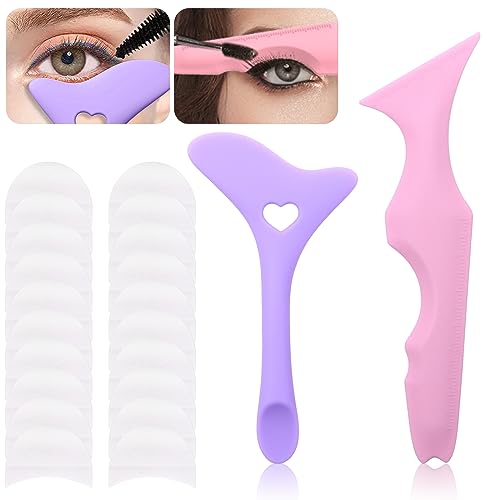 Scettar 22 Plantilla Eyeliner Ojos incluir 2 Silicona Plantilla Delineador de Ojos y 20 Sombra De Ojos Protector, Delineador Plantilla Multiusos Regla de Belleza de Silicona para Principiantes