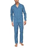 langer, grün-blau karierter Herrenpyjama von Seidensticker Oberteil mit abgerundetem Saum und Reverskragen aufgesetzte Brusttasche mit edler Kronenstickerei Seidensticker-Logoknopfleiste lange Hose mit funktionalem Hosenschlitz und verstellbarem Bund für hohen Tragekomfort aus feiner, leichter Popeline-Webware auch erhältlich in schlanken Größen!