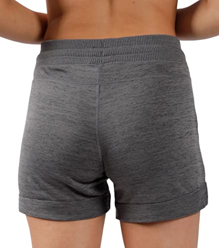 90 Degree By Reflex Soft Comfy Activewear Lounge Shorts With Pockets And Drawstring For Women - Heather Charcoal - Large #TOP2