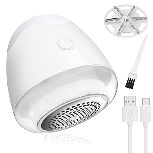 Dayup 毛玉取り 電動 けだまとり USB充電式 毛玉取り器 強力 6枚刃モデル 高速回転 切れ味 毛玉取り機 取り時間短縮 生地を傷めない コードレス 持ちやすい 毛玉カット 毛玉とり 安全機能搭載 様々な⾐類 靴下 マフラーのけだまとるとる 毛玉クリーナー LED照明搭載 替刃一枚 清掃用ブラシ付属 日本語取扱説明書付き（ホワイト）