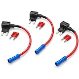 Fuse Taps Set, Medium/Small/Mini Fuses with Adapter—Adding a Circuit, Low Profile Car Fuse Splice Piggyback Fuses Holder with 12V 24V Universal 10A Wire Harness for Car Truck Boats (Black-3 Sets)