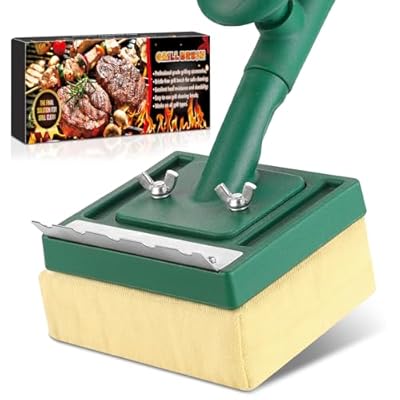 Grill Brush Bristle Free with Scraper,22" Extra Long Steam Grill Brush for Outdoor Grill,Replaceable Cleaning Head,Safe Grill Cleaner for Cast Iron/Stainless-Steel Grates,Ideal BBQ Gifts for Men Dad