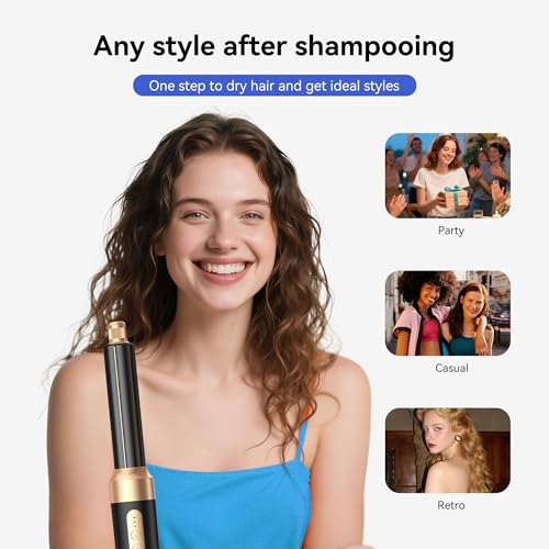 Image of Hair Dryer Brush,Blow Dryer Brush with Attachments,110000 RPM Curly Twist 7 in 1 Air Style, Professional Ionic Hair Styling Tool, Left & Right Air Curler, Volumizer