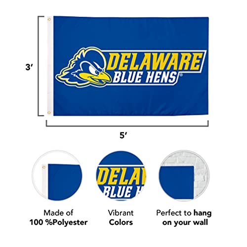 Desert Cactus University of Delaware UD Flag - 3 x 5 Feet Fightin Blue Hens Banner, Indoor/Outdoor Durable Fabric, 100% Polyester Design (Style 1) by Desert Cactus - Used condition - Image 2