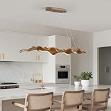 Yiludingsheng Upgrade 39.4in Led Modern Linear Chandelier with Remote,Modern Resin Ceiling Pendant Lights for Dining Room Island Lighting Hanging Light for Kitchen,Living Room