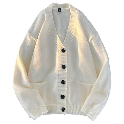 Mens Casual Breathable Knitted Cardigan Thin and Light Soft Outerwear Threaded Elastic Hem Cuffs Knitwear