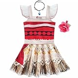 Rauoawby Toddler Little Girls Women Adventure Outfit Fancy Princess Dress Skirt Set with Ruffle Sleeve for Mo ana Christmas Outfits Halloween Cosplay Role Play Costume Party Dress up (white/90cm)