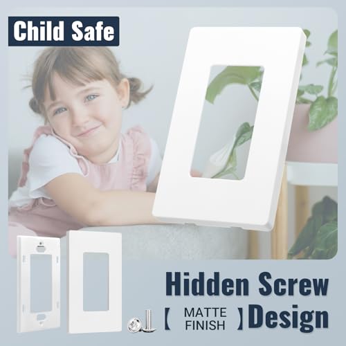 White Matte Screwless Wall Plate Cover 10 Pack - 1-Gang Light Switch Cover Plate & Outlet Covers Wall Plate, Hidden Screw Design, Standard Size (Impact/Crack Resistant, Durable Switch Plate Covers) by XimaoEase - Image 6