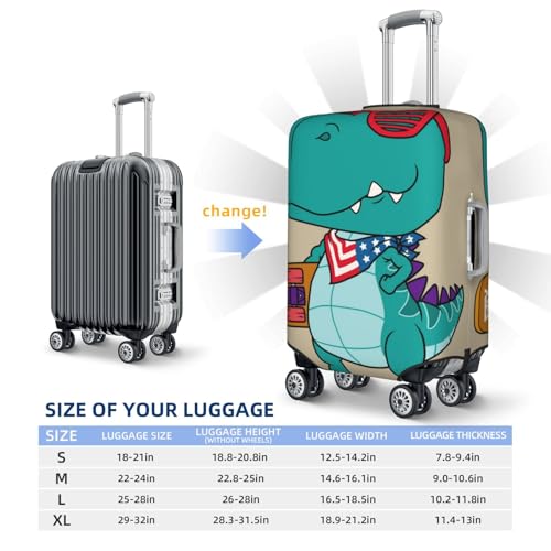 Cool Dino Playing Skateboard For Travel Luggage Cover Suitcase Protector Fits 18-32 Inch Travel Luggage Protector Elastic Luggage Anti-Scratch Suitcase Cover4