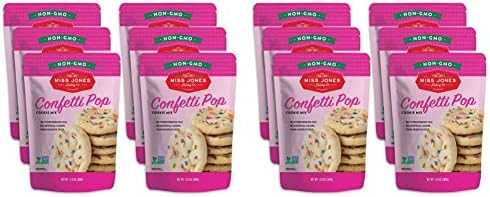 Miss Jones Baking 90% Organic Cookie Mix, Non-GMO, Vegan-Friendly, Perfect for Birthdays: Confetti Pop (Pack of 12)