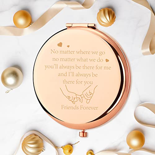 Milishow Best Friend Birthday Gifts For Women, Rose Gold Compact Mirror, Gift Ideas From Friends Classmate Coworker College, Unique Presents For Graduation Thanksgiving Birthday Christmas #TOP5