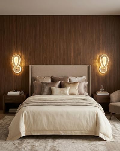 Image of Groeien Pack of 2 | 12w | 3 Color LED Crystal Teardrop Wall Sconce Light for Bedroom Living Room Corridor Lighting Fixtures Wall Mount(Warm+Natural+Coolwhite)(Crystal-Teardrop, 2, Count)