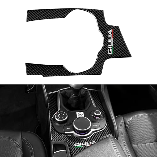 Image of Car Gear Shift Cover Sticker Carbon Fiber Decal Trim Center Console Panel Trim Wrap fits for Alfa Romeo Giulia 2016 2017 2018 2019 Accessories - Stelvio NOT FIT