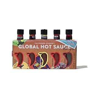Image of Thoughtfully Gifts, Hot Sauces To Go: Global Edition Gift Set, Includes 5 Unique Hot Sauces: My Outback is Burning, Rio de Janeiro, Mexican Style, Puerto Rican, and Cuban Dream