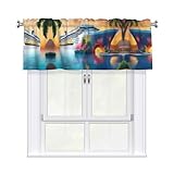 YYHWHJDE Cortinas cortas con cenefa para fiesta en la piscina, con cenefa,...