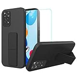 Case for Redmi Note 11 4G Phone Case, Stand Case with Tempered Glass Screen Protector Hidden Folding