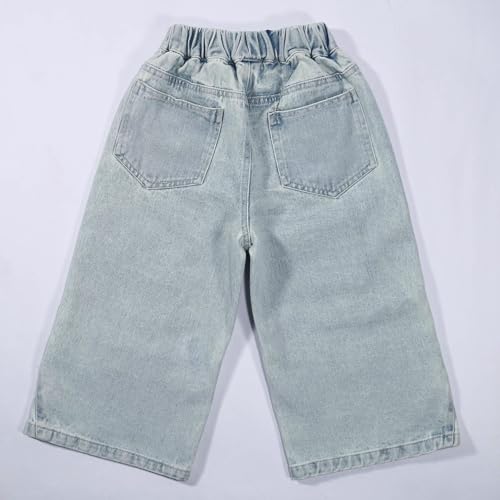 Boys Baggy Jeans Straight Leg Denim Pants with Pockets Elastic Waist Distressed Ripped Lightweight Outdoor2