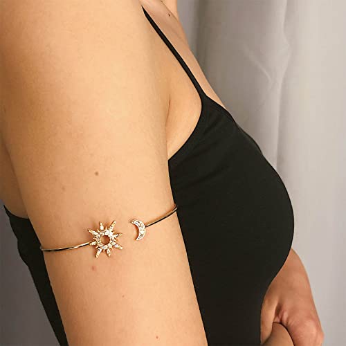Sttiafay SBL-009 Upper Arm Cuff Crystal Sun Moon Arm Bracelet Upper Arm Cz Armlets Open Bangle Bracelet Arm Band Jewelry thumb #5