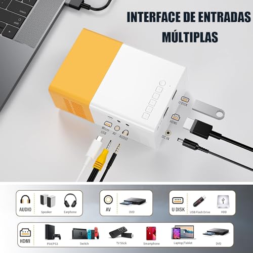 Mini Projetor Portatil, Mini Projetor LED, Projetor 1080P Full HD, Projetor Portátil para Ambientes