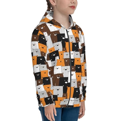 Bears in Playful Cartoon Style Kid Hoodies Boys Zip Up Sweatshirts Girls Pullover with Pocket4