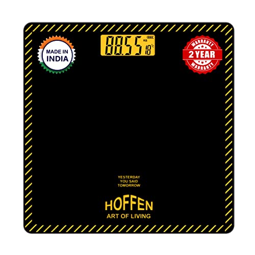 Image of Hoffen (Made in India) Digital Electronic LCD Personal Weight Machine for Body Weight Fitness Weighing Scale with Two Years on Call Warranty (Orange)