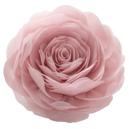 Jwh JW-3DROSEFLOSER-12-ROSEGOLD Stereo Flower Throw Pillow Covers Aesthetic Decorative Floral Accent Pillow Cases Round Cushion Handmade Pillowcase For Bedroom Bed Couch Chair Car 12 Inch Dusty Pink thumb #2