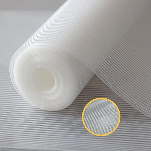FEXIA Shelf Liner for Kitchen Cabinets, 17.5 Inch x 20 FT, Non Adhesive Drawer Liner, Refrigerator Liners, Washable Oil-Proof Fridge Pads Shelves Drawer, Cabinet Mat for Shelves (Clear)