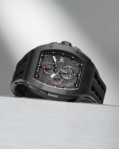 Image of TSAR BOMBA Men's Luxury Quartz Watch, Luminous Dial 5ATM Water Resistance Silicone Strap Men's Wristwatch Ideal Gift for Men
