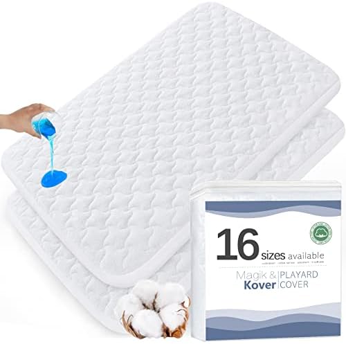 Mini Crib Mattress Protector 38" x 24", 2 Pack Waterproof Mini Crib Mattress Pad Sheets for Mini Crib, Quilted Cotton Terry Surface, Mini Crib Mattress Cover for Boys & Girls