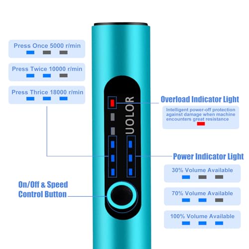 Uolor 3-Speed Cordless Mini Drill Pen, Rechargeable DIY Electric Hand Drill with 10 Small Drill Bits, Micro Drill Set for Jewelry Making Stone Plastic Resin Keychains by Uolor - Image 6