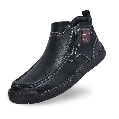 Mocasines de cuero para hombre: zapatos casuales planos para llevar diario con vaqueros todo el año