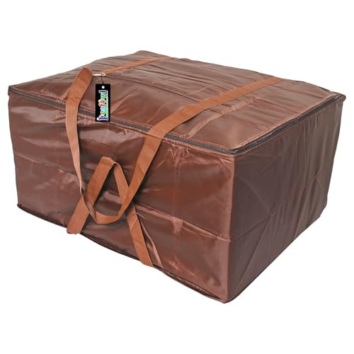 Image of Peafowl Double Bed Blanket Bag Cover /Saree Bag With Water Proof Dust Proof /King Size Blanket Cover Jumbo Bag (Coffee)
