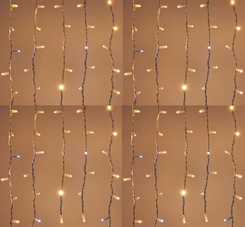 Tenda Luminosa LED 2x1.6 metri 160 Maxi LED Reflex Bianco Caldo e Flash Freddo Esterno Interno Cavo Gommato Bianco IP67 Prolungabile fino 20 mt per Natale, Matrimoni, Feste, Allestimenti Professionali