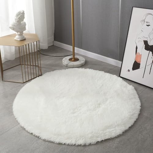 Mozzeilee Badematte Rund, Ultra Weich Zottelig Plüsch Mikrofaser...