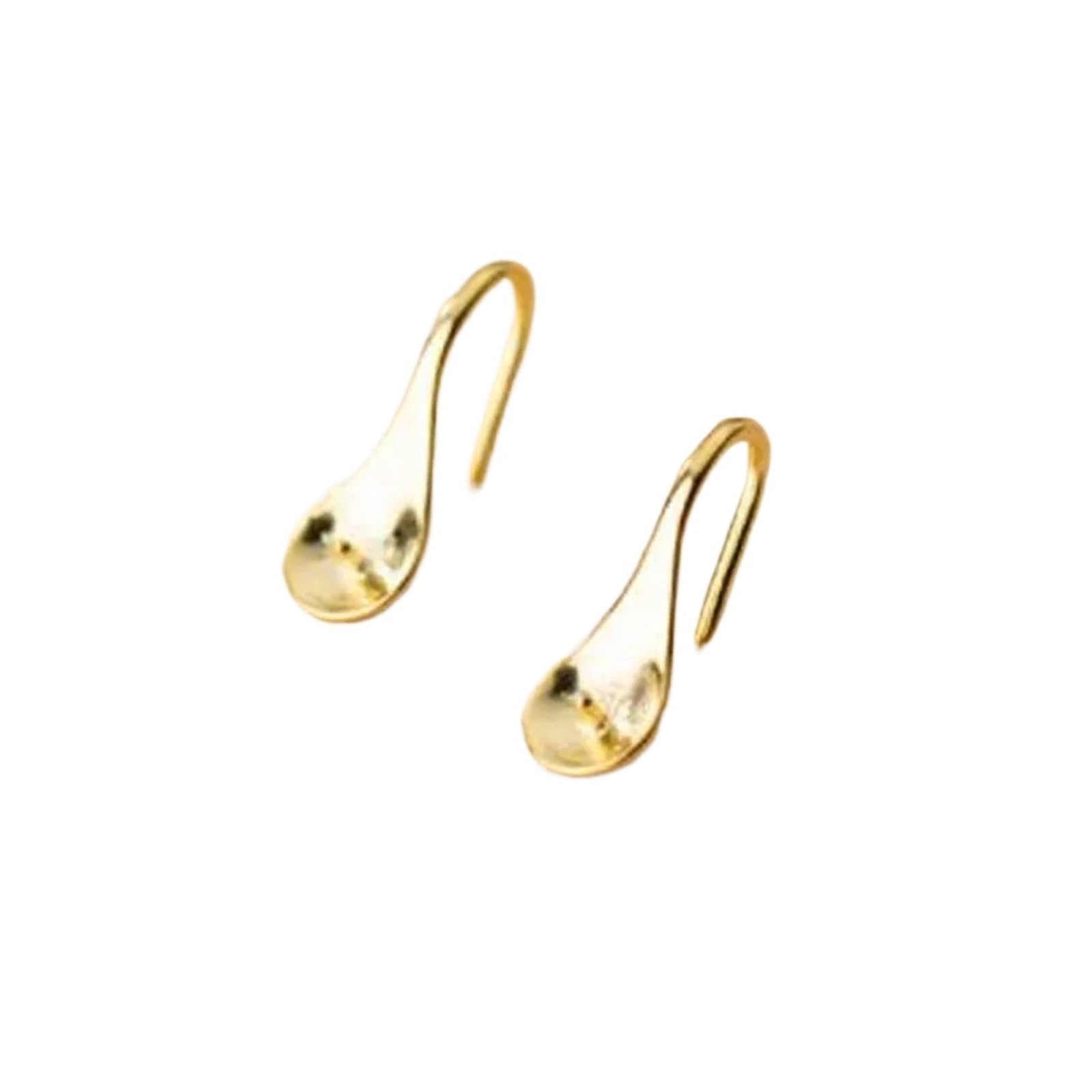 Sólido 925 plata esterlina pendiente gancho poste para perlas redondas pendientes de piedras preciosas de oro de 18 k joyería hacer hallazgos (18K oro plata-5 mm 4pcs)