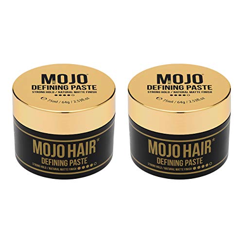 Image of MOJO Hair Defining Paste 2 Pack, Strong Hold - Matte Finish, for All Men's Hair Styles, Delivers Texture, Style Volume and All Day Control, Luxury Fragrance, Washes out with Ease, 75ml/64g
